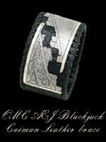 OMC A&Jブラックジャックカイマンレザーブレス